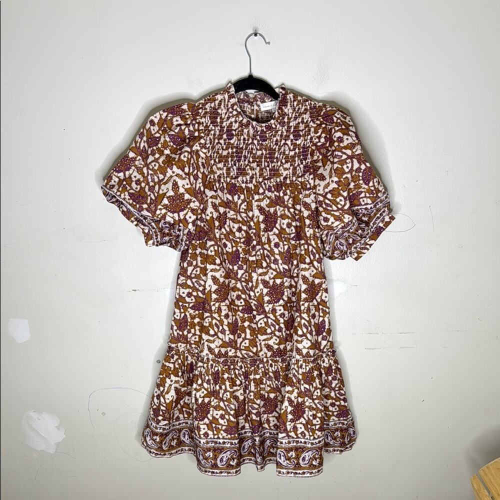 House of Harlow 1960 Purple and Brown Textured Babydoll Style Dress Small